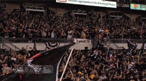 Crowd In Stadium With MLB Logo GIF