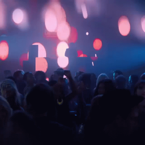 Crowd of People at Dark Party