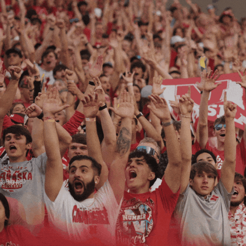 Crowd Raising Arms With Man in Number 16 Shirt