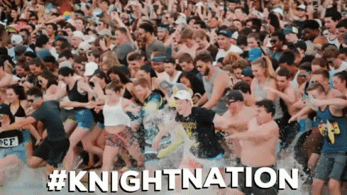 Crowd Running in Water #KnightNation
