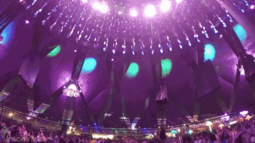 Crowd Under Purple Dome at Party