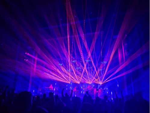 Crowd Watching Concert With Purple and Orange Lights