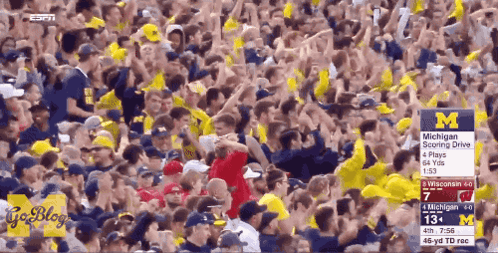 Crowd Watching Michigan Football Game on ESPN