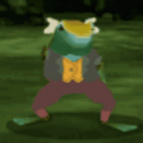 Crowned Frog Standing on Hind Legs