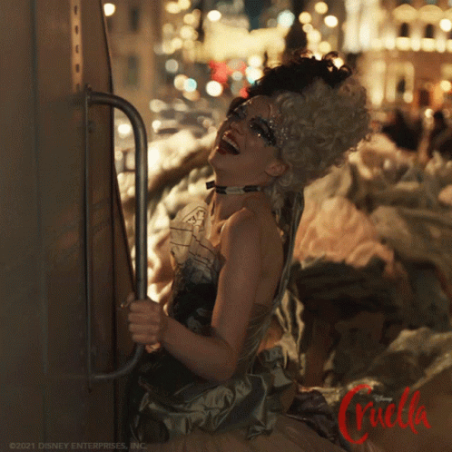 Entertaining Cruella Crazy Laugh GIF