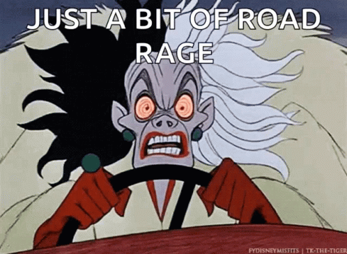 Cruella De Vil From The Disney Movie 101 Dalmatians Driving A Car GIF