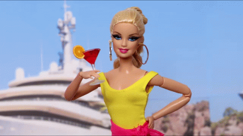 Cruise Vacation Barbie Drinking Cocktail GIF