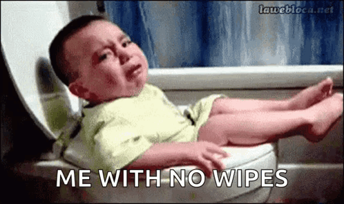 Crying Baby Lying On Toilet Me With No Wipes GIF
