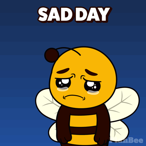 Crying Bee Cartoon Saying Sad Day