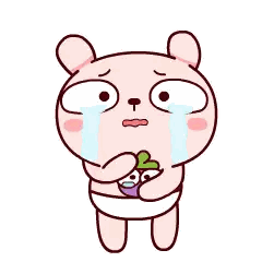 Crying Cartoon Bear Holding Eggplant