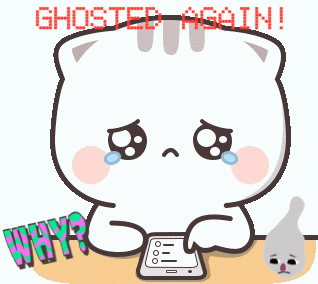 Crying Cartoon Cat Ghosted Again GIF