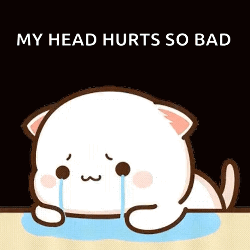 Crying Cartoon Cat My Head Hurts