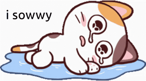 Crying Cartoon Cat Saying Sowwy