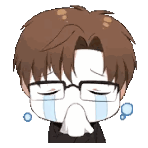 Crying Cartoon Character With Glasses Biting Napkin