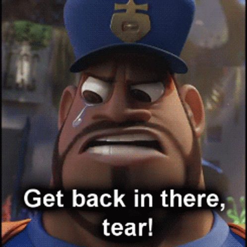 Crying Cartoon Cop Get Back In There Tear