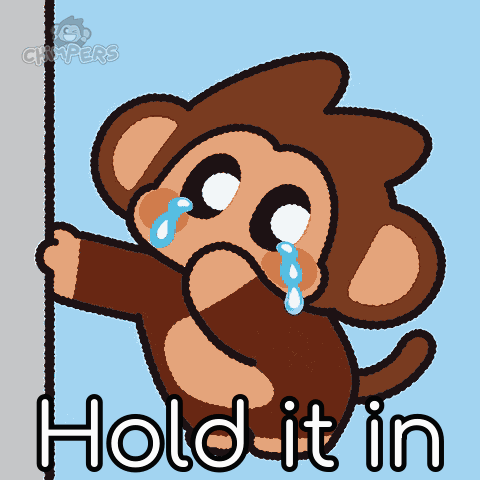 Crying Cartoon Monkey Saying Hold It In
