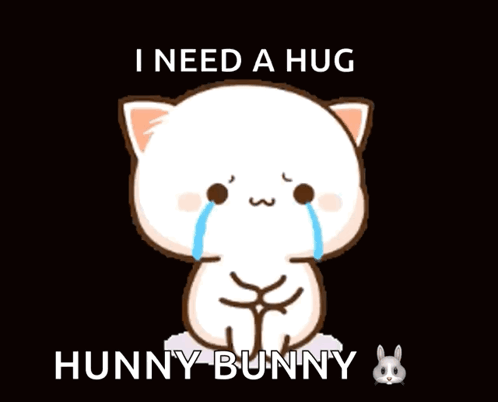Crying Cat Saying I Need a Hug Hunny Bunny