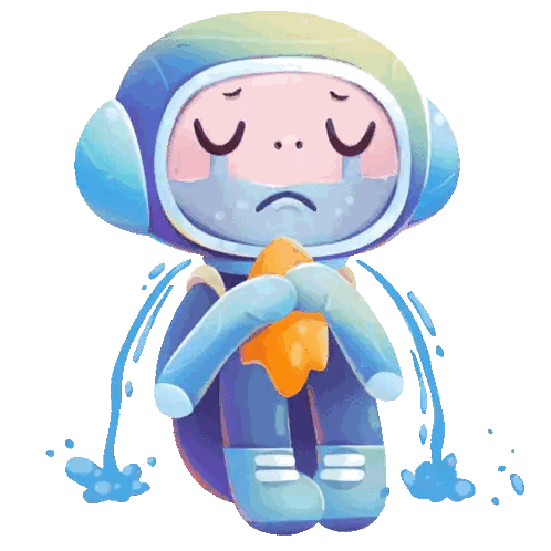 Crying Character Holding Star