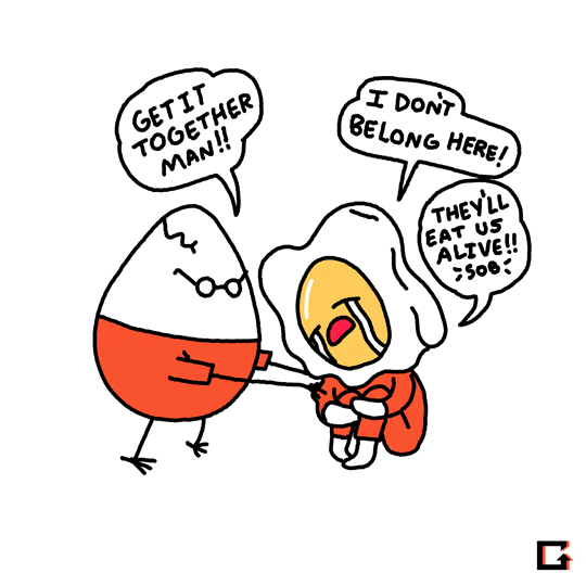 Crying Egg Dog I Don't Belong Here GIF