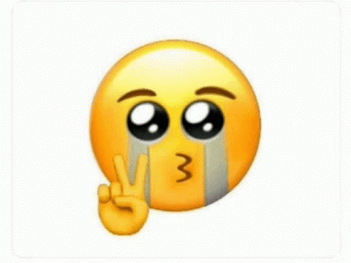 Crying Emoji Giving Peace Sign GIF