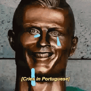 Crying Man Statue With Cries Text