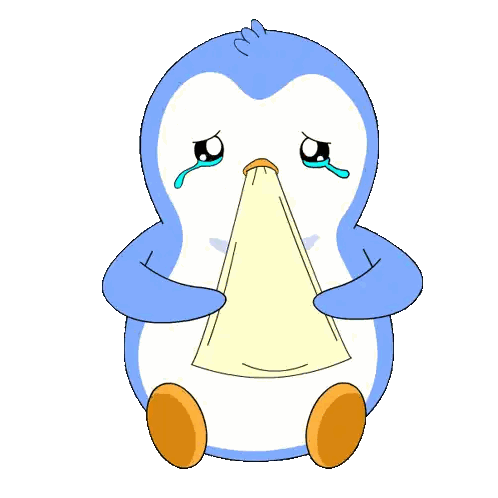 Crying Penguin Holding Paper