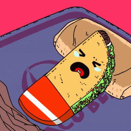 Crying Taco Fed With Hot Sauce GIF
