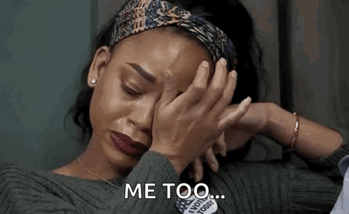 Crying Woman Covering Face Says Me Too