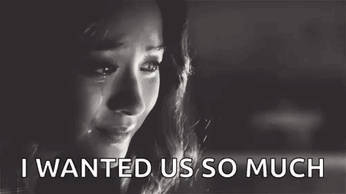 Crying Woman in Black and White With I Wanted Us So Much Text