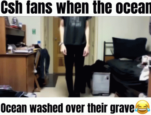 CSH Fans When the Ocean Washed Over Their Grave Black Shirt Man Standing
