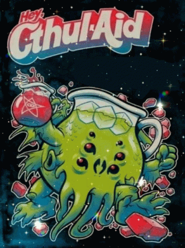 Cthulhu Holding Cup Saying Hey Cthul Aid