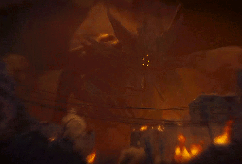 Cthulhu Silhouette Glimmering Lightning Strike GIF