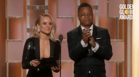 Cuba Gooding Jr Kristen Bell Applauding Golden Globes GIF