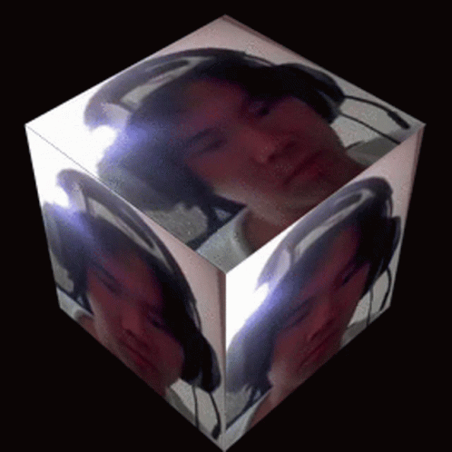 Cube With Man Wearing Headphones