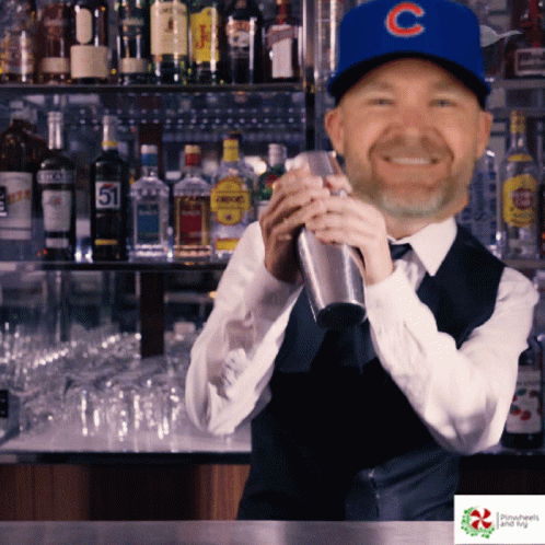 Cubs Manager David Ross Bartends After Win GIF