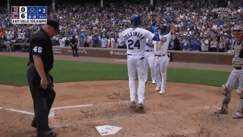 Cubs Player Cody Bellinger High Fives Teammates After Win GIF
