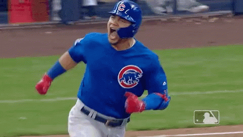 Cubs Player Wilson Contreras Running And Screaming After Win GIF