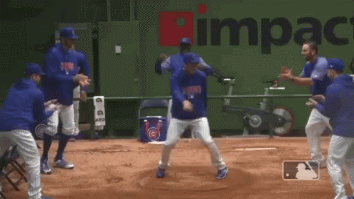 Cubs Players Dance Celebration After Win GIF