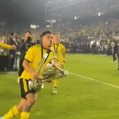 Cucho Hernandez Showing Off Trophy GIF