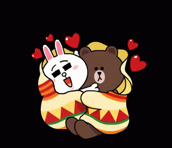Cuddle Line Friends GIF