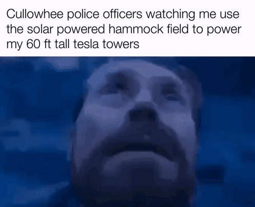 Cullowhee Police Officers Watching Me Use The Solar Powered Hammock Field To Power My 600 Ft Tall Tesla Towers GIF