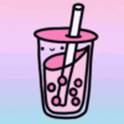 Cup Of Bubble Tea With Straw GIF