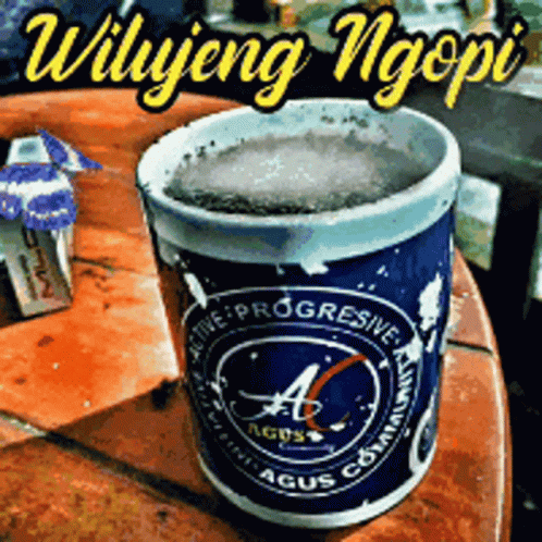 Cup Of Coffee Saying Vilujeng Ngopi GIF