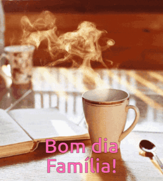Cup of Coffee With Smoke Bom Dia Familia