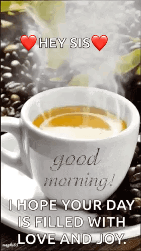 Cup Of Coffee With Steam And Beans GIF