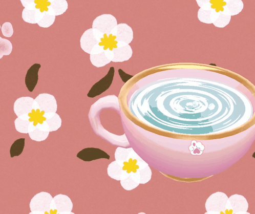 Cup of Water With Pink Flower