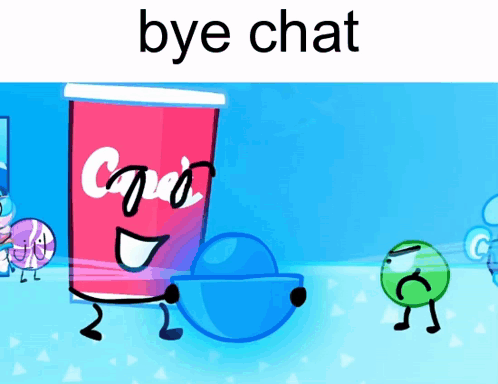 Cup With Face Saying Bye Chat