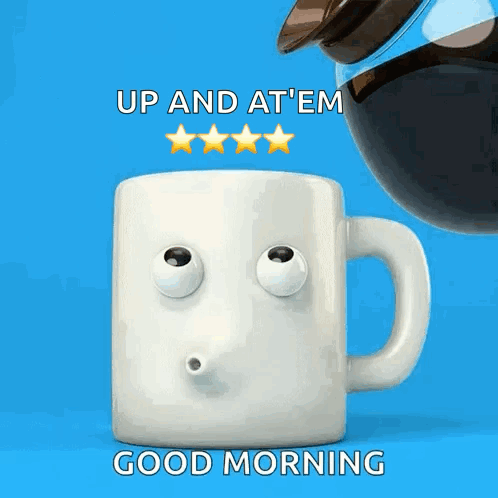 Cup With Face Saying Good Morning