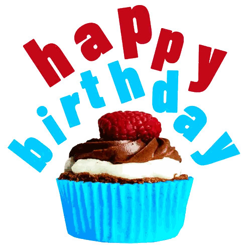 Cupcake Surrounded by Happy Birthday Words
