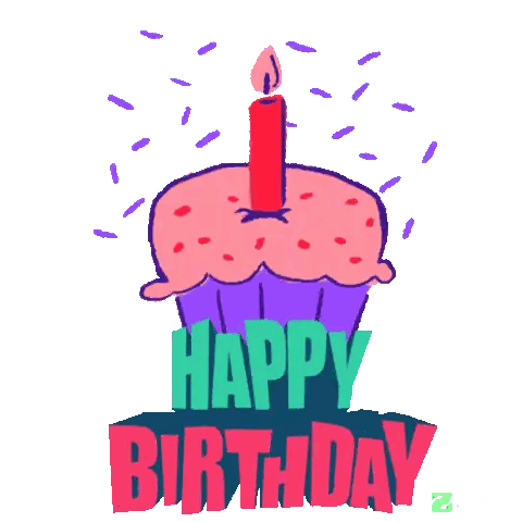 Cupcake With Candle And Happy Birthday